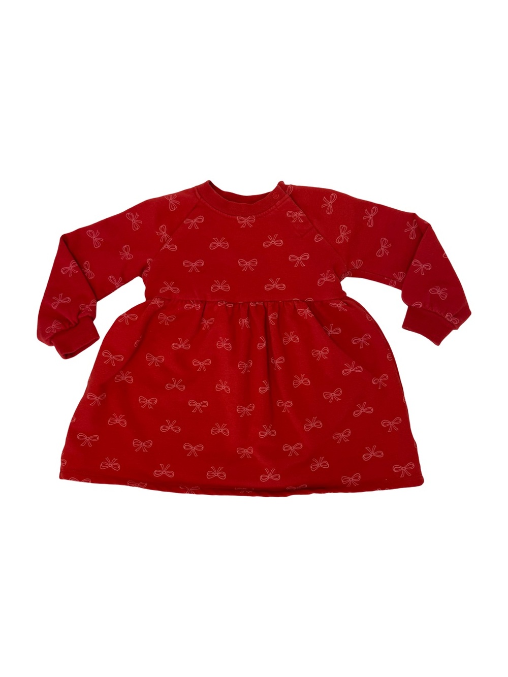 Tucker + Tate Red Long‑Sleeve Bow Print Casual Dress